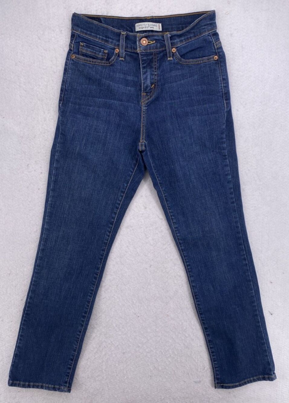 Levi's 512 Perfectly Slimming Straight Jeans Womens Size 4S Studded Blue Denim